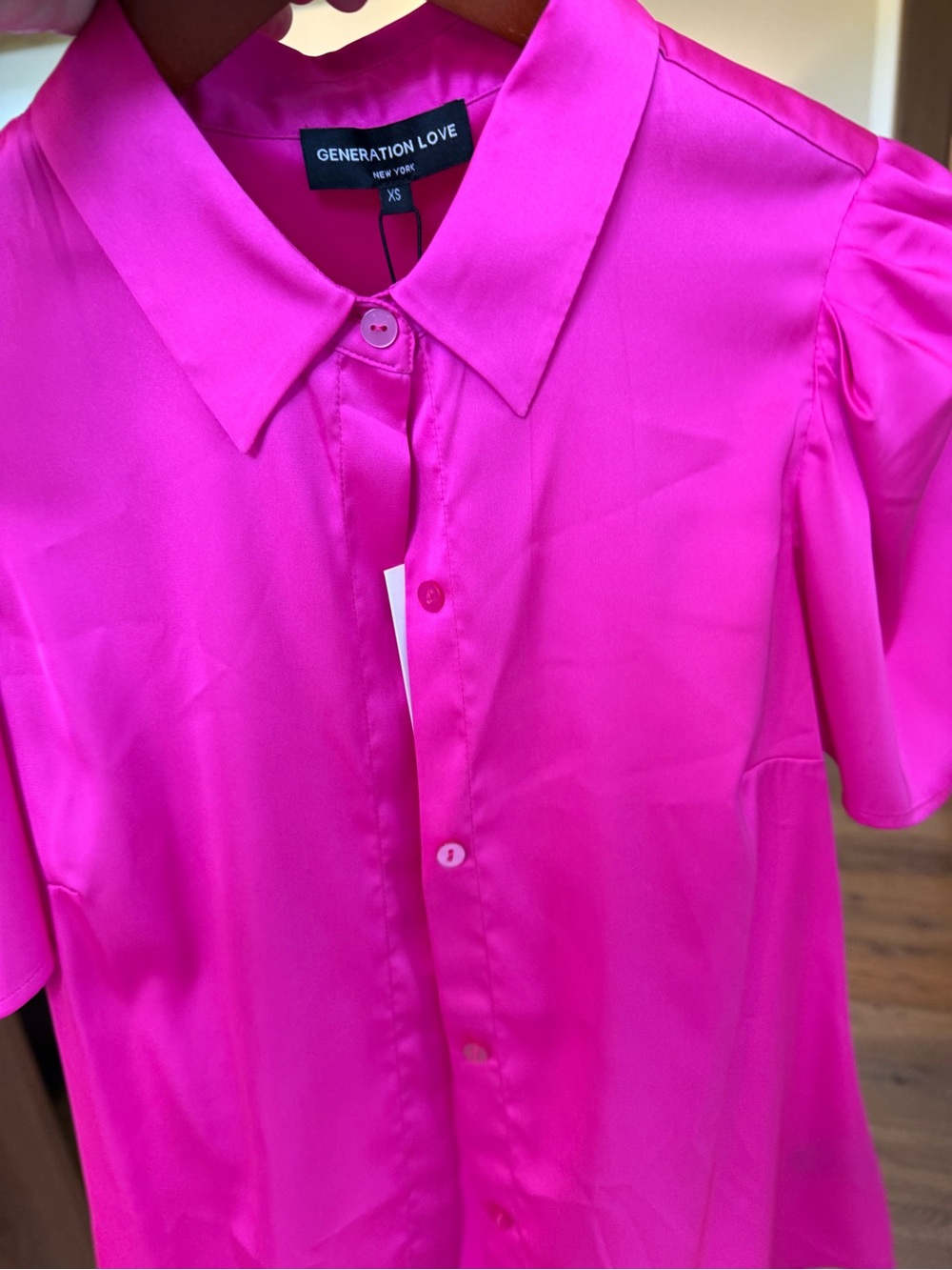 Generation Love Hot Pink Button-Front Women's Blouse, NWT, XS